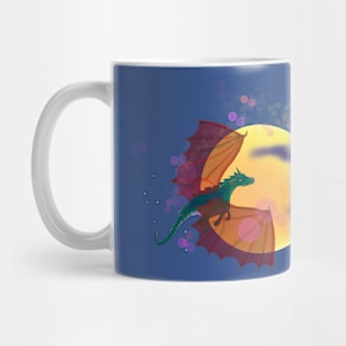 cartoon dragon on the background of the moon Mug